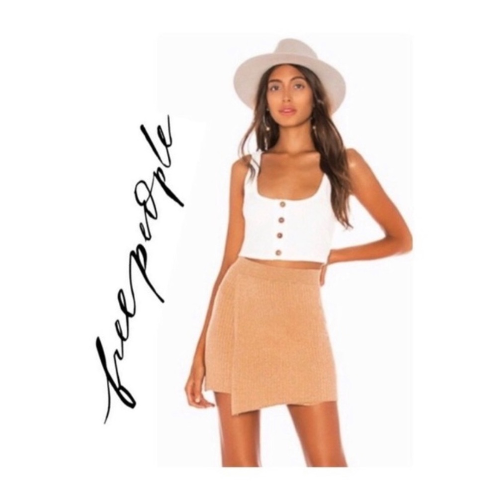 NWT Free People Mod Wrap Skirt - ribbed cognac